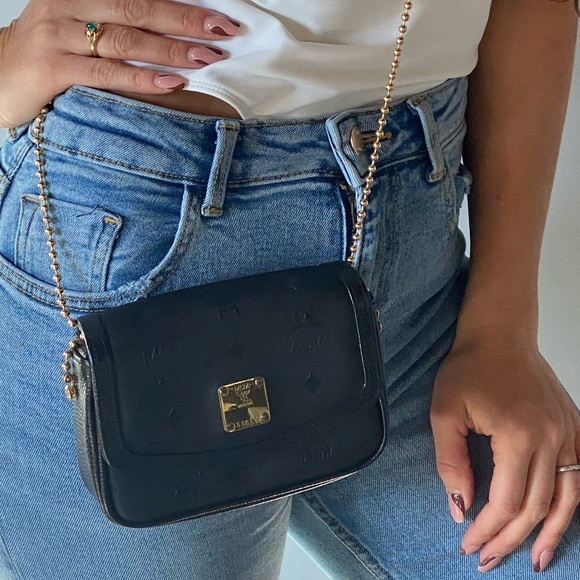 MCM black canvas Bag on chain - Picture 6 of 6